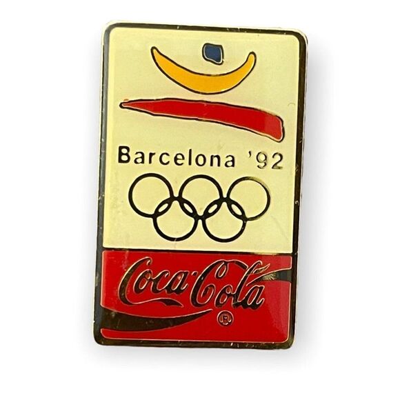Coca-Cola Vintage Barcelona Olympic Lapel Pin 1992 Gold Tone - Picture 2 of 3